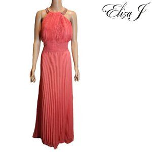 Eliza J Crystal Detail Pleated Gown NWT Pink Size 16